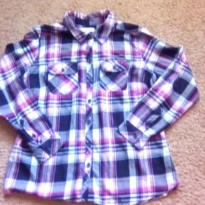 Croft & Barrow Button Down Long Sleeves Plaid Shirt Top
